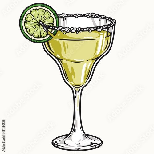 Margarita glass with salt on rim