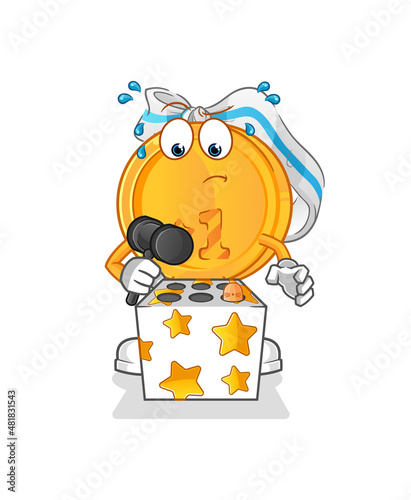 medal play whack a mole mascot. cartoon vector