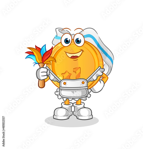 medal maid mascot. cartoon vector