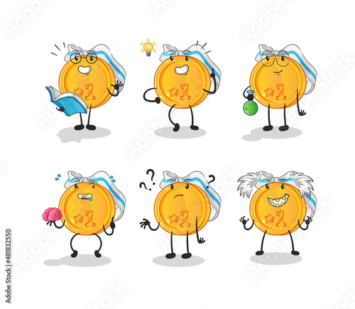 medal thinking group character. cartoon mascot vector