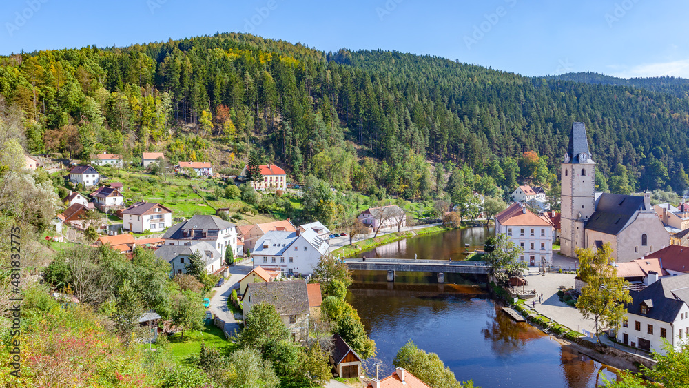 Landscape with old small town Czechia