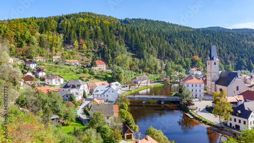 Landscape with old small town Czechia