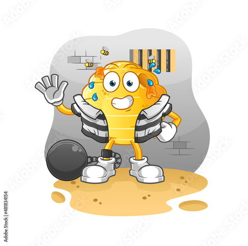 honeycomb criminal in jail. cartoon character