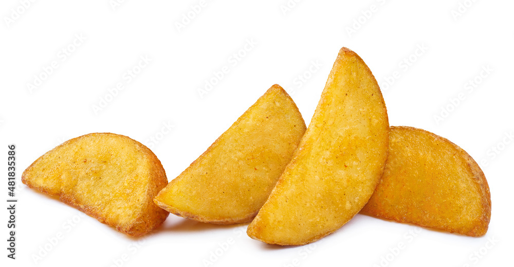 Delicious potato wedges, isolated on white background Delicious potato wedges, isolated on white background