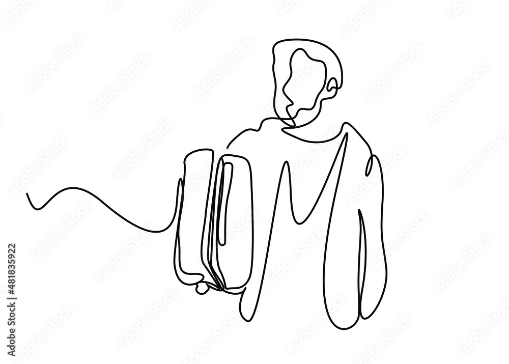 happy man holding holiday bag drawing concept design