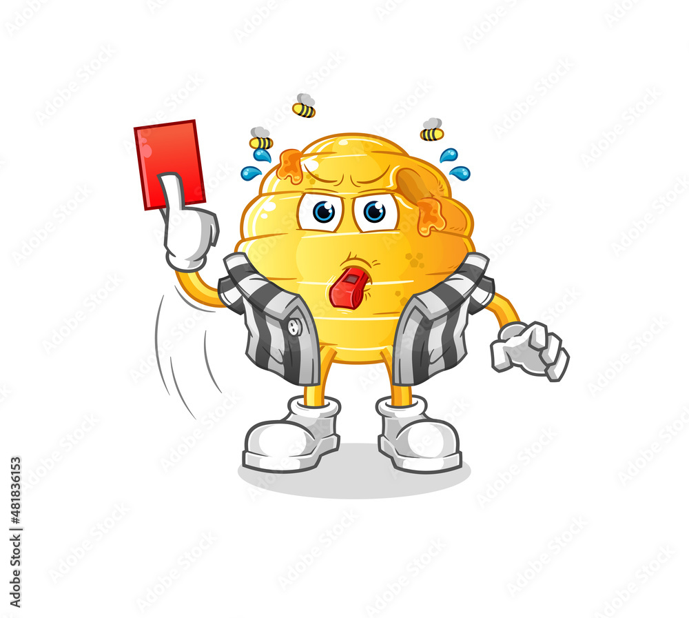 Obraz premium honeycomb referee with red card illustration. character vector