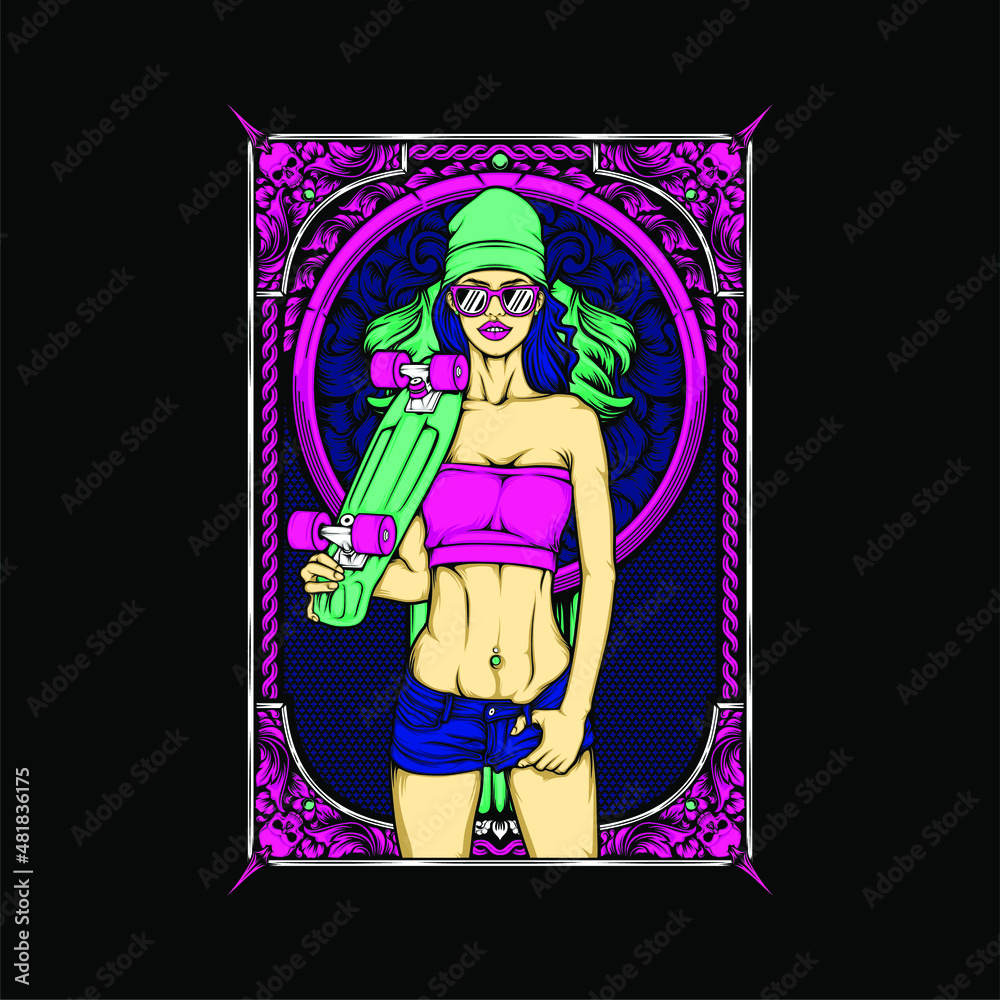 beautiful girl in action illustration beautiful girl in action illustration