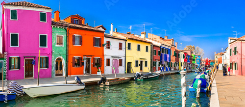 Most colorful places (towns) - Burano island, village with vivid houses near Venice, Italy travel and landmarks