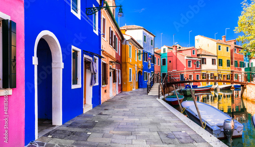 Most colorful places (towns) - Burano island, village with vivid houses near Venice, Italy travel and landmarks © Freesurf
