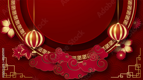 Happy chinese new year red gold chinese design background