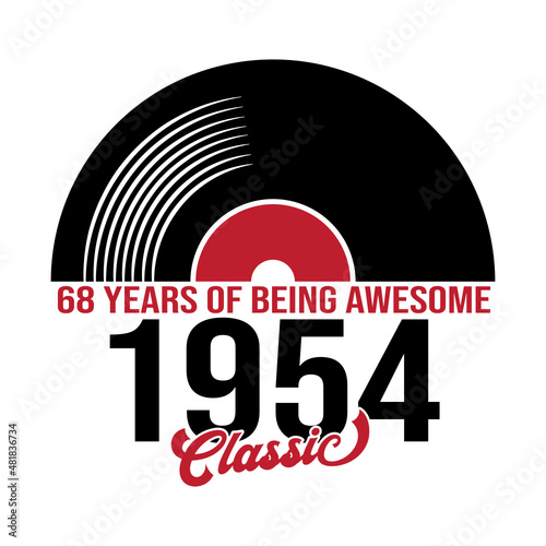Classic 1954 Vinyl music, 68 years Birthday design