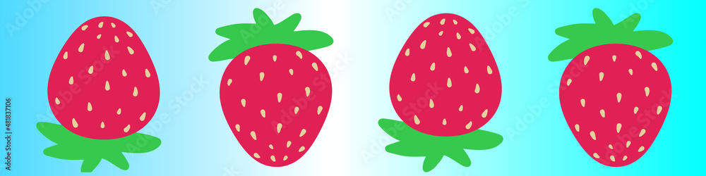 Obraz premium Seamless pattern of berry doodle tiles. Horizontal banner in cartoon flat strawberry. For designing a wide variety of objects with changing size and color without loss of quality.EPS10.