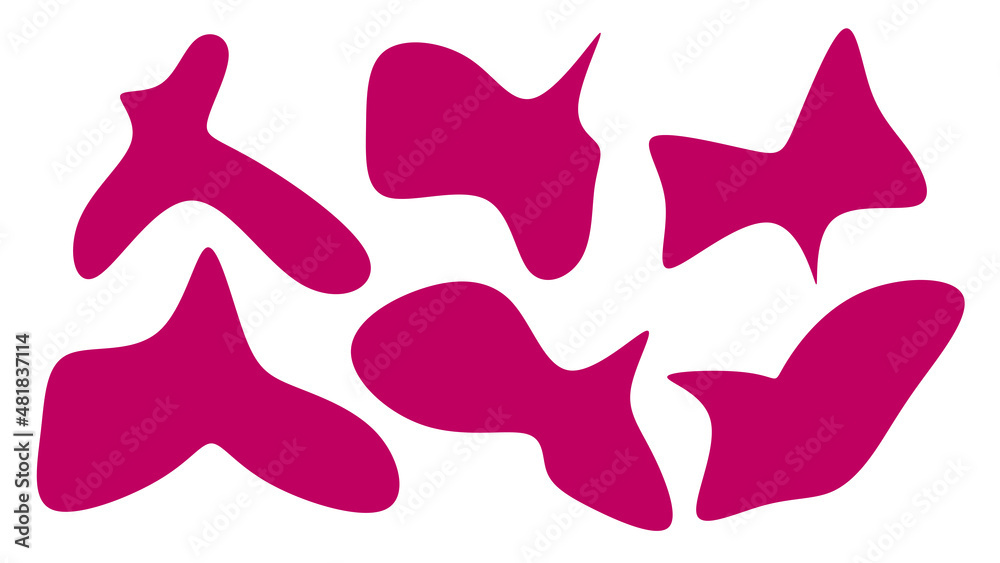 Organic Pink blobs irregular shape. Abstract fluid shapes vector set, simple water forms. Organic Pink blobs irregular shape. Abstract fluid shapes vector set, simple water forms.