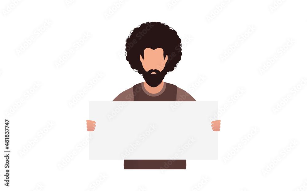 Male with empty banner. The guy is protesting. Vector Male with empty banner. The guy is protesting. Vector