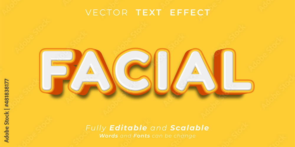 Editable text effect Facial text style concept