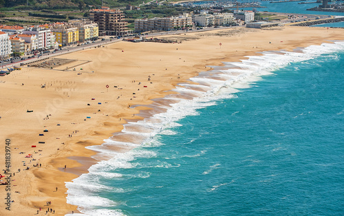Panoramic view of Nazare city, on the west coast of Portugal, Atlantic