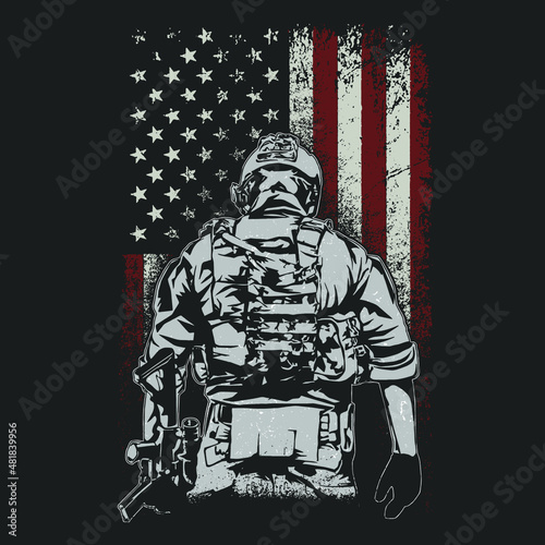 Photo american brave soldier illustration vector