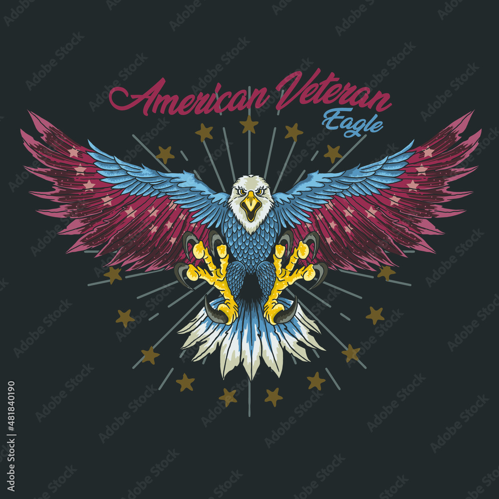 american veteran eagle illustration vector american veteran eagle illustration vector