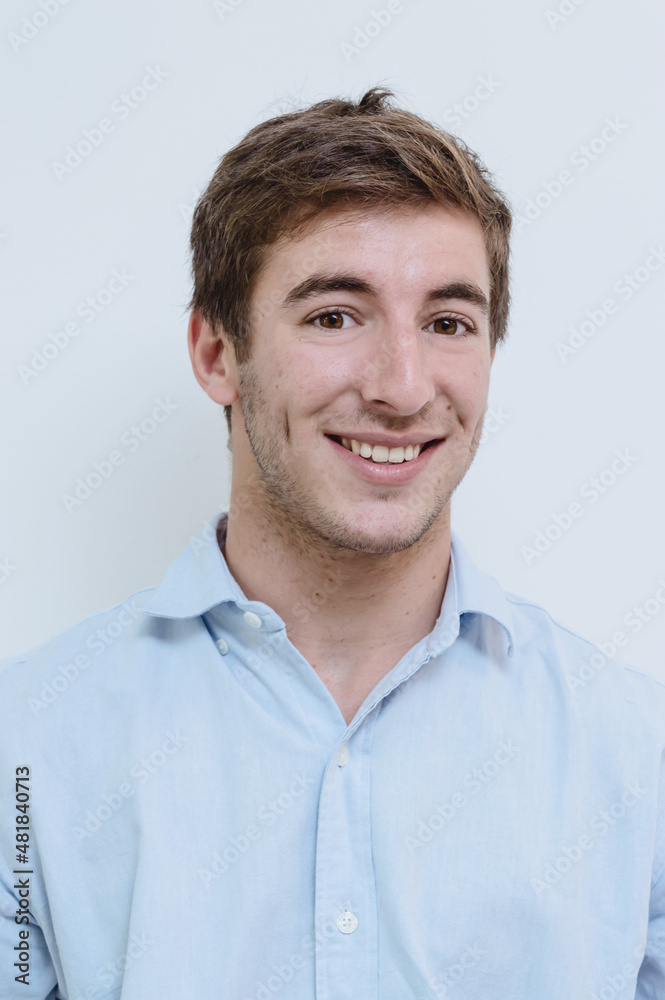 portrait of blond latin young man without beard smiling portrait of blond latin young man without beard smiling