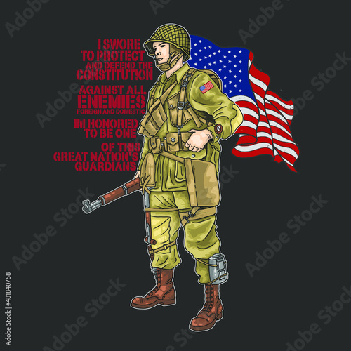 american world war soldier illustration vector