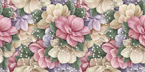 Photos Luxury wallpaper, floral background, seamless pattern
