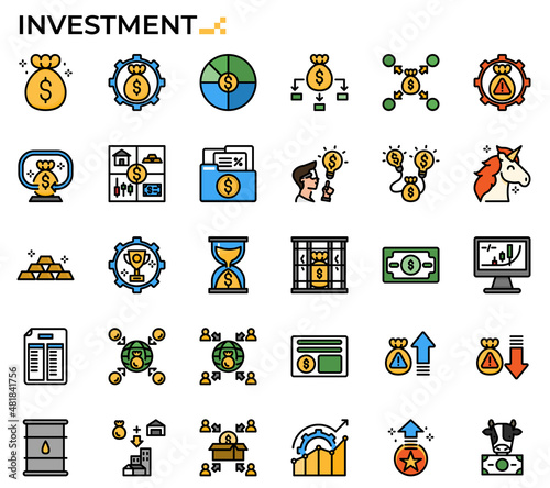 Fotografie Investment icon set.