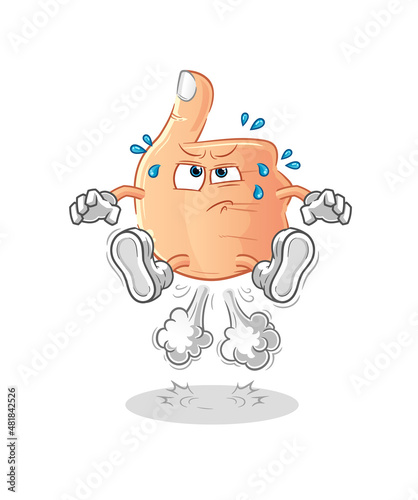 thumbs up fart jumping illustration. character vector