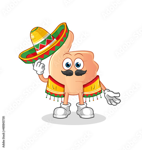 thumbs up Mexican culture and flag. cartoon mascot vector