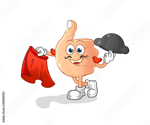 thumbs up matador with red cloth illustration. character vector
