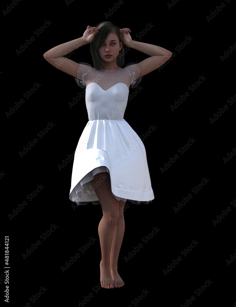 beautiful woman in a white dress poses on a dark background beautiful woman in a white dress poses on a dark background