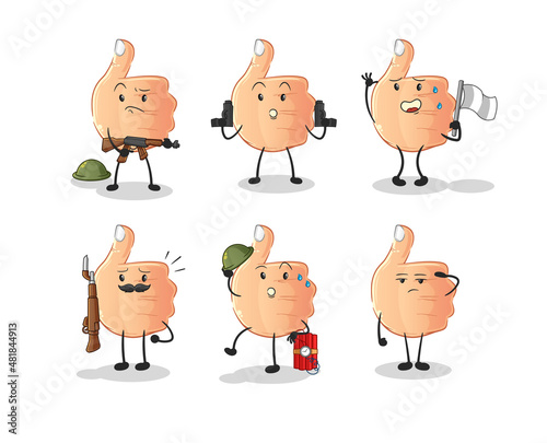 thumbs up troops character. cartoon mascot vector