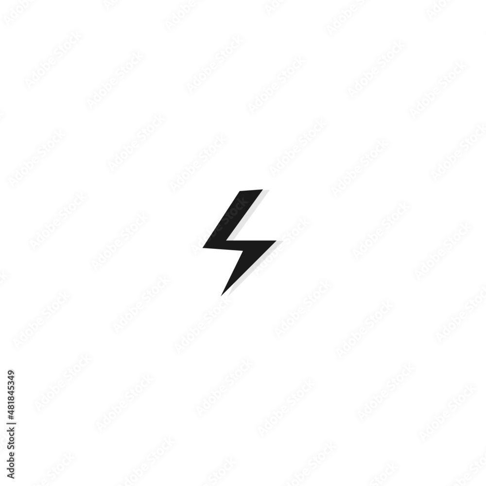 Lightning icon, black icon, white background. Lightning icon, black icon, white background.