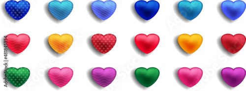 3d realistic love with various color and pattern by vector design