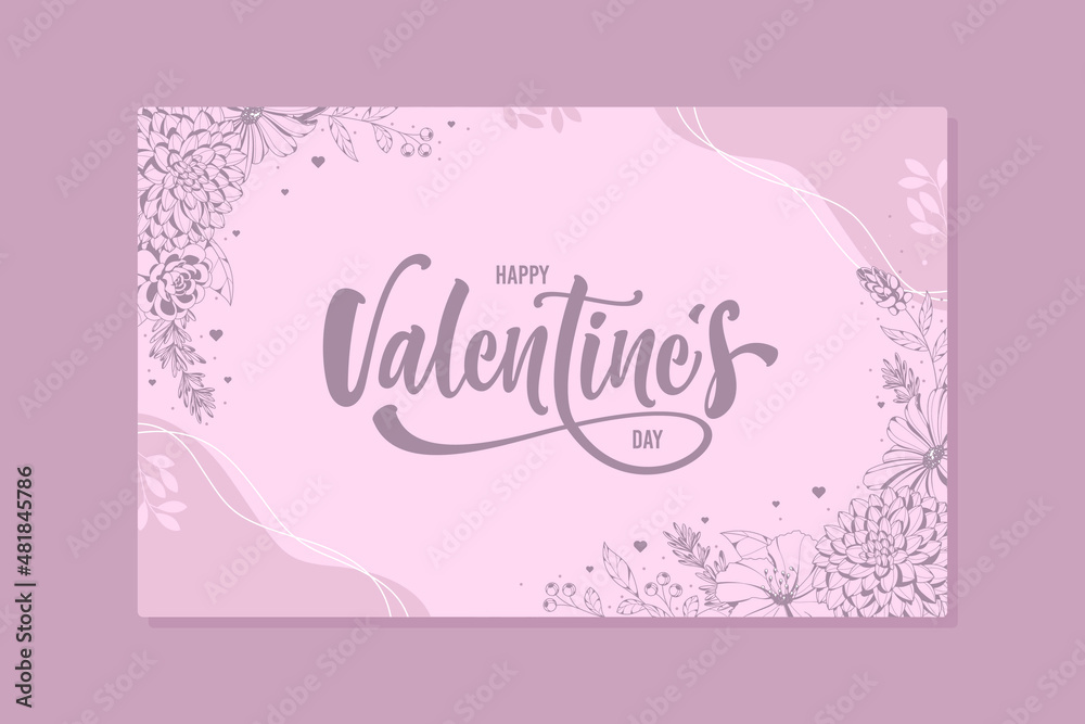 happy valentine's day card with aesthetic background template