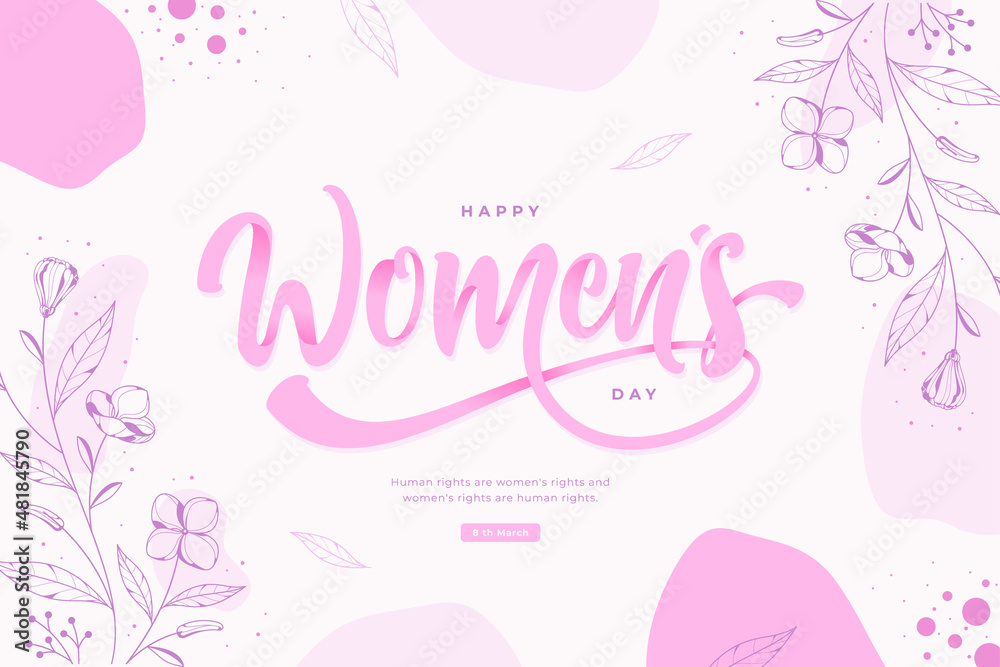 happy women's day card with aesthetic background template
