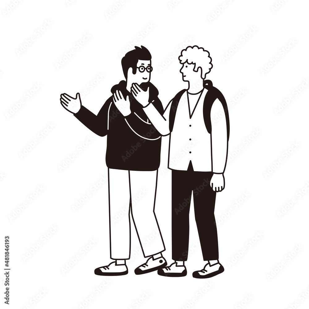 ショッピングをする若い男性のシンプルなイラスト ショッピングをする若い男性のシンプルなイラスト