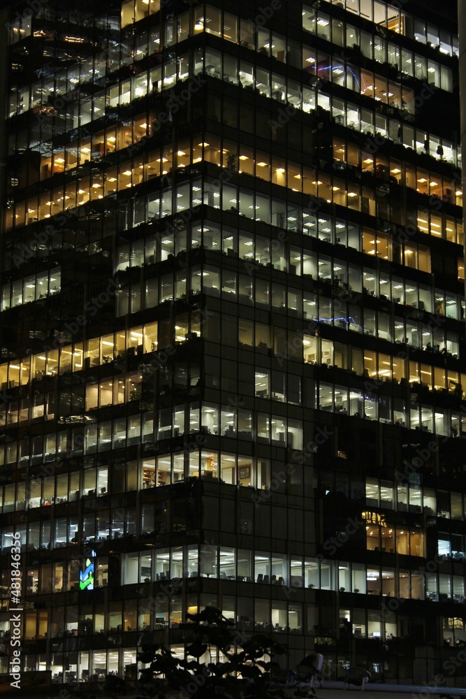 Obraz premium Office Building Lights at Night