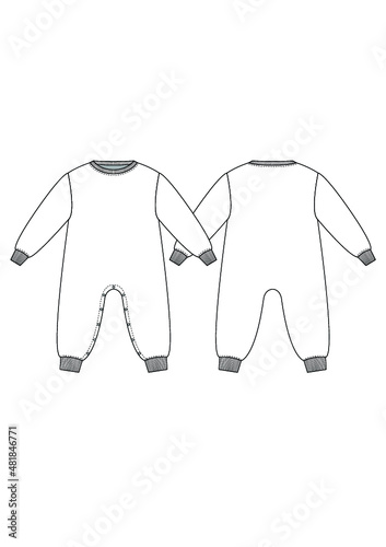Onesie Technical Fashion Drawing Design Template