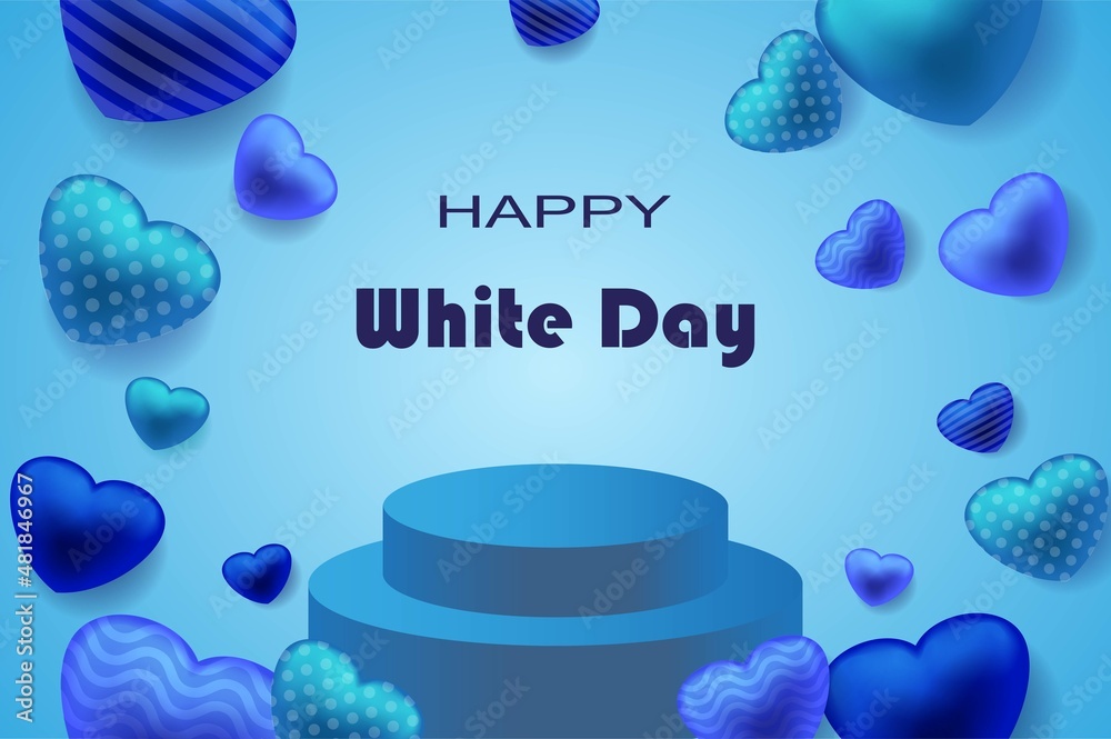 Copy Space Happy White Day With Realistic Blue Love And A Stage For Sales Stock Vector Adobe Stock