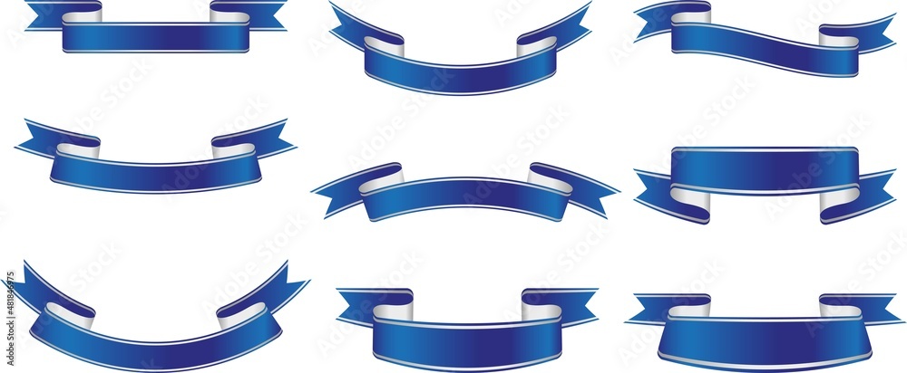 various royal blue banner and ribbon with silver frame by vector design
