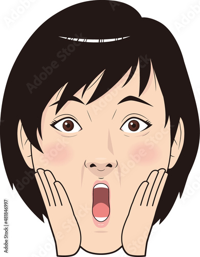 びっくりする女性フェイス