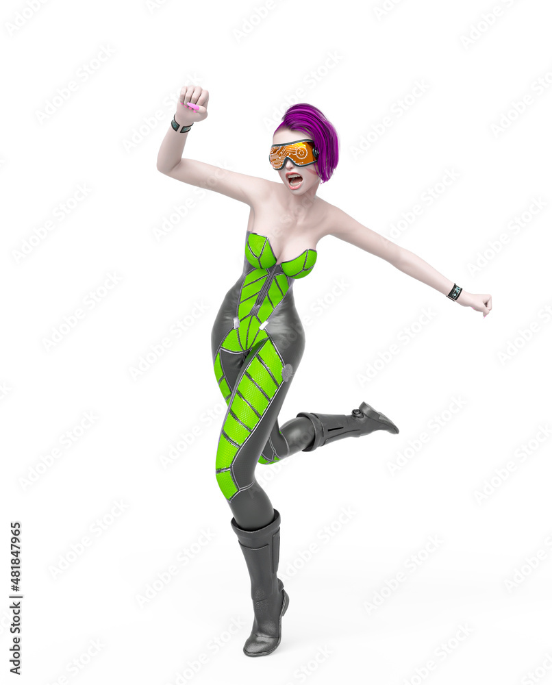 cyber punk girl on futuristic suit is running like a super hero cyber punk girl on futuristic suit is running like a super hero
