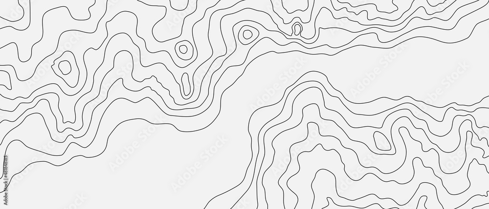 Fototapeta premium The stylized height of the topographic contour in lines and contours. The concept of a conditional geography scheme and the terrain path. Ultra wide size. Vector illustration.