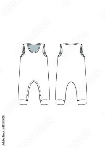 Tank Top Jumpsuit Technical Fashion Drawing Design Template