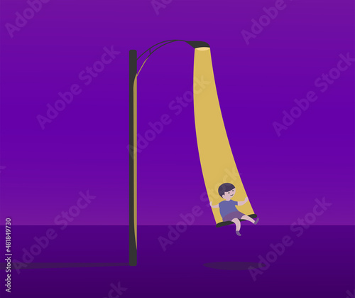 Boy swinging on a swing