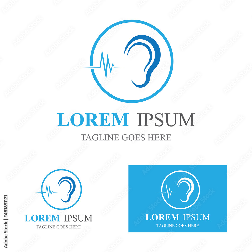 sense of  hearing  ear  icon logo vector design template illustration