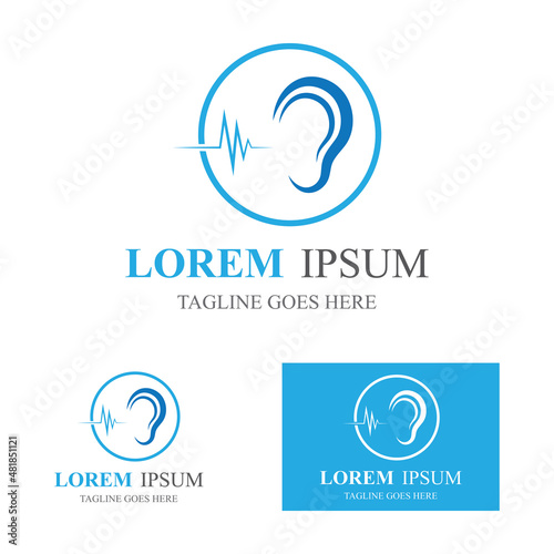sense of  hearing  ear  icon logo vector design template illustration