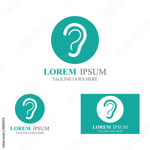sense of  hearing  ear  icon logo vector design template illustration
