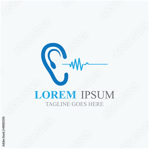 sense of  hearing  ear  icon logo vector design template illustration