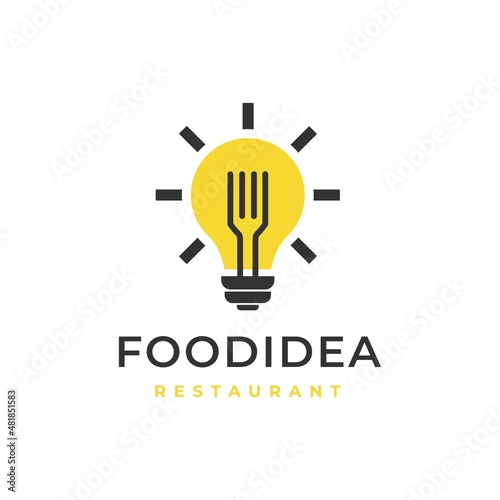 fork bulb food idea restaurant logo design vector illustration